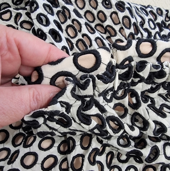 J. Crew Cotton Embroidered Open Polks dot Skirt over blush pink lining Size 6 - Picture 12 of 16